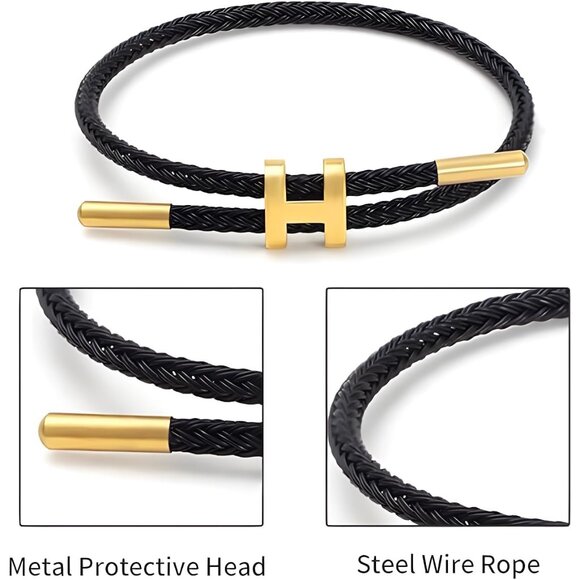 Luxury H Shape Buckle Bracelet - Polished 18k Gold-Plated Women's Jewelry - Picture 5 of 6